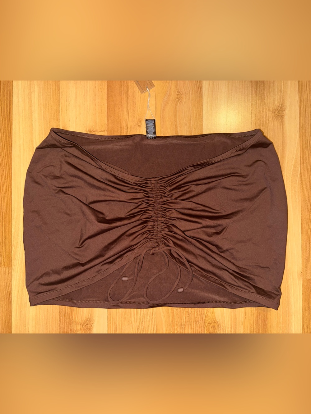 Skims Signature Swim Ruched Mini Skirt Cover Up in Cocoa size XL